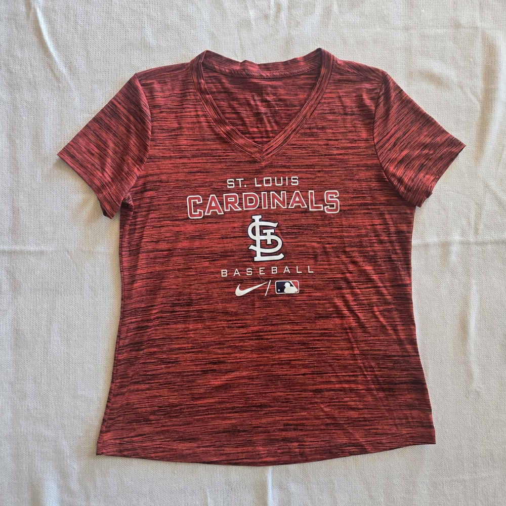 Nike St Louis Cardinals Red V Neck Athletic Tee MLB Women's Top